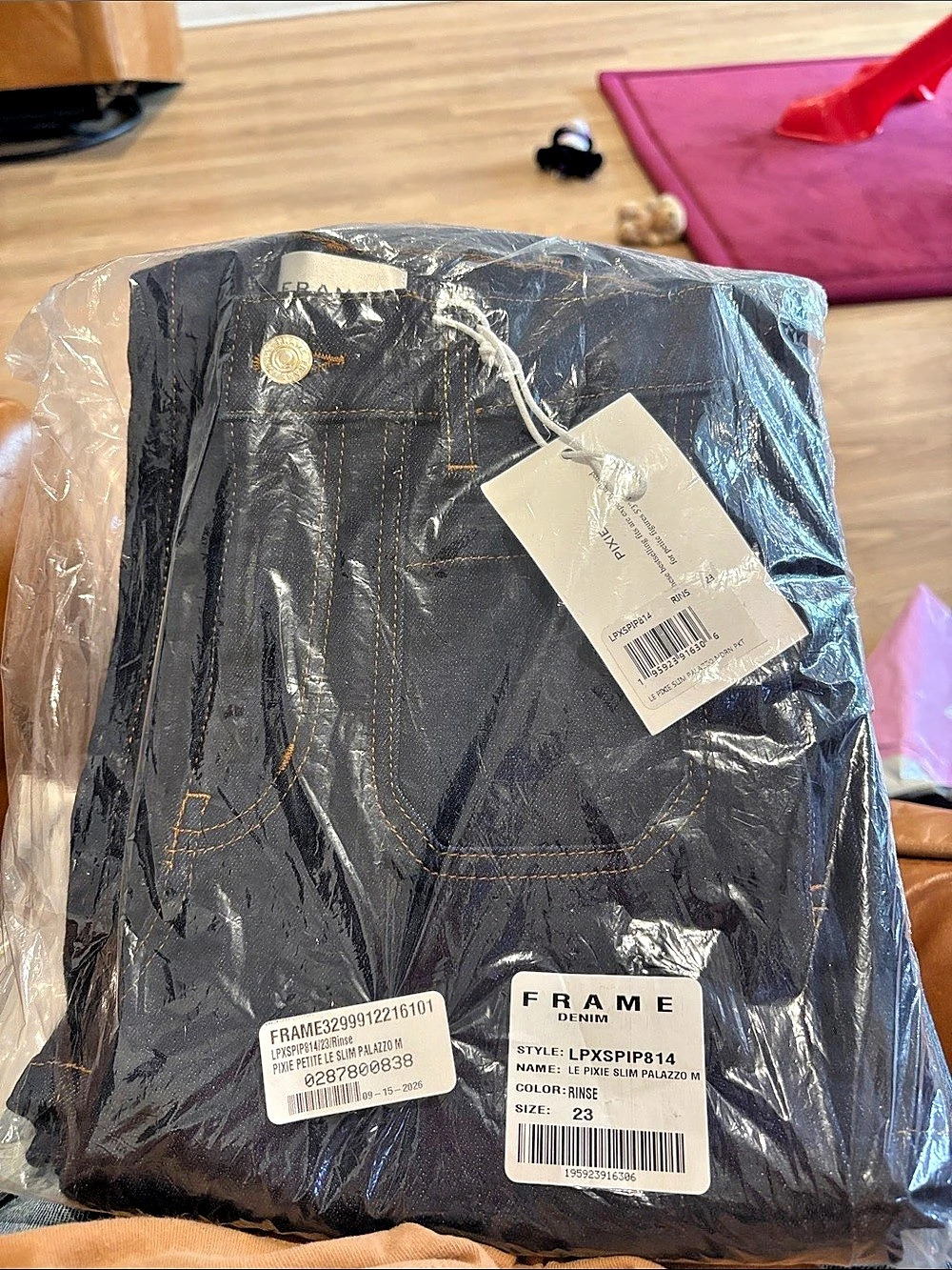 FRAME Le Pixie Slim Palazzo Jeans in Blue Waist 23 NWT